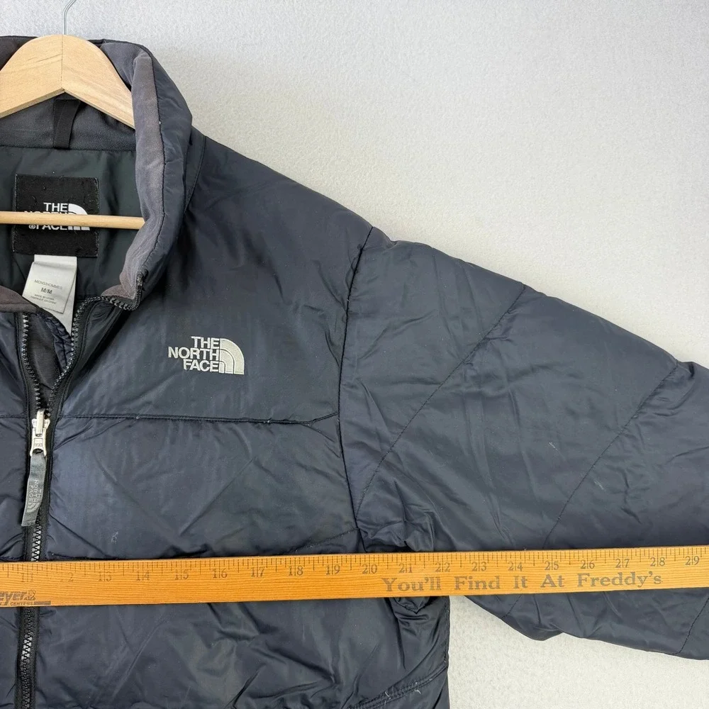 The North Face 550 Down Puffer Jacket Mens Medium Black‎ Quilted Full Zip Coat